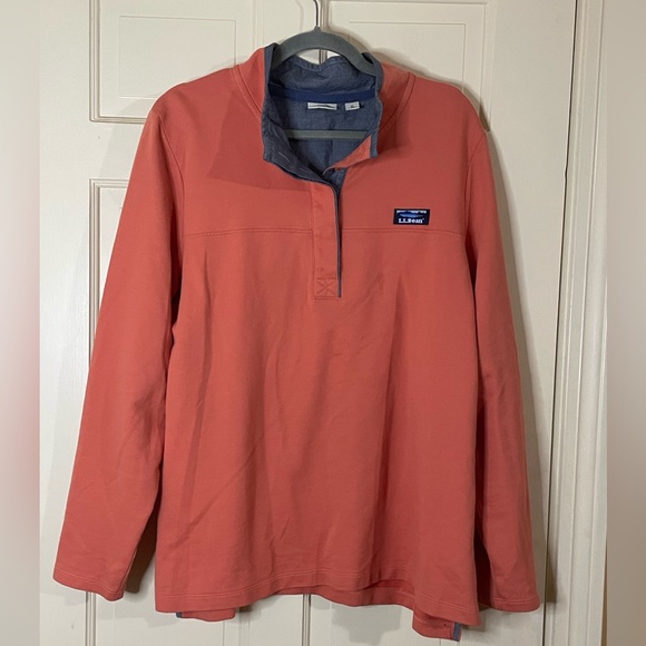 L.L. Bean Tops - LL Bean Women's Pullover Sweatshirt Size XL Orange Chambray 100% Cotton Colorful